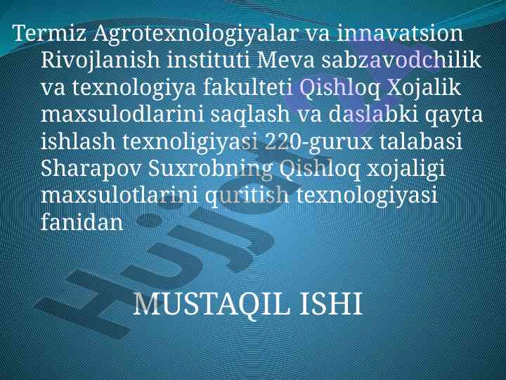 Quritilgan sabzavot va mevalarni saqlash strategiyalari