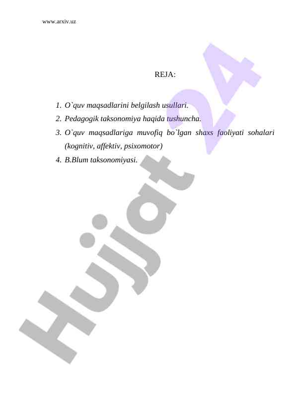O‘quv maqsadlarini belgilash usullari va taksonomiya