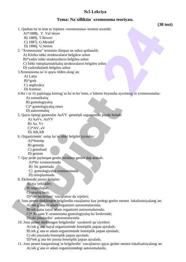 Nasilliktin Xromosoma Teoriyası Testi
