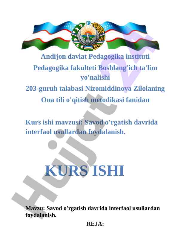 Interfaol usullar savod o'rgatishda ta'lim tadbiqoti