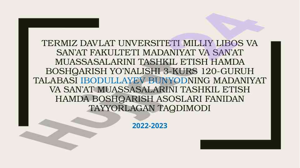 O'zbekiston respublikasi madaniyat vazirligi tashkiliy tuzilmasi