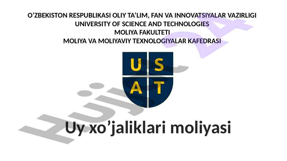 Uy xo'jaliklari moliyasi mavzusi bo'yicha tahlil