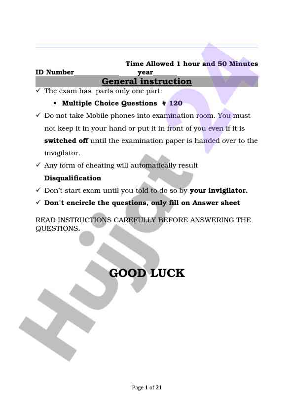 Multiple choice questions exam guidelines