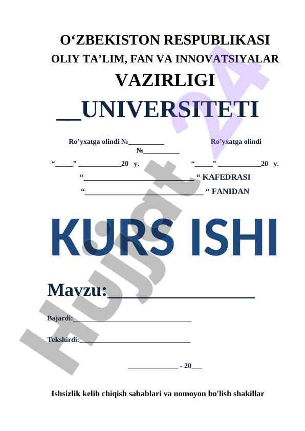 Ishsizlik Sabablari Va Nomoyon Bo'lish Shakillari