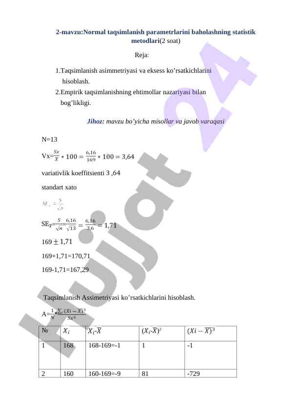 Normal taqsimlanish parametrlarini baholash metodlari