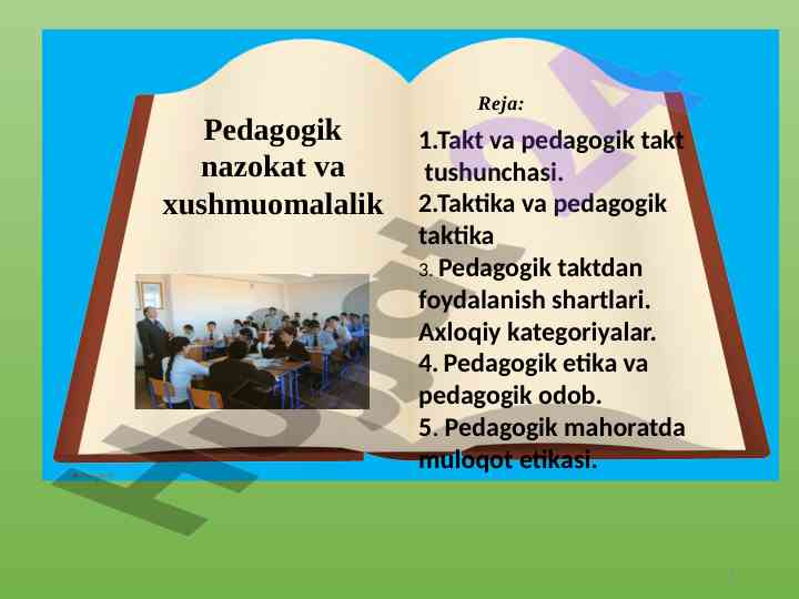 Pedagogik nazokat va xushmuomalalik taktika tushunchalari