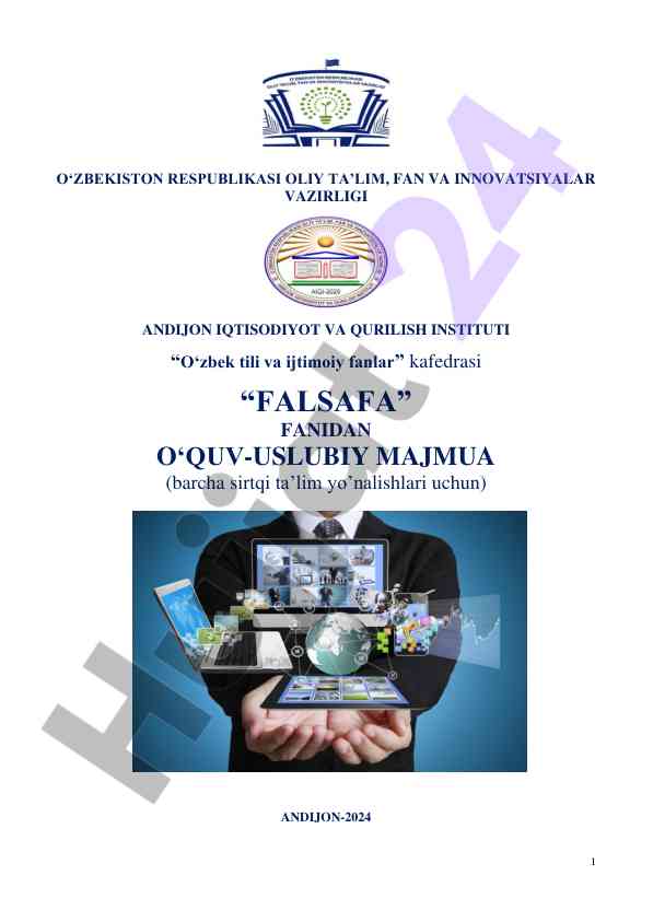 Falsafa fanidan o‘quv-uslubiy majmua 2024