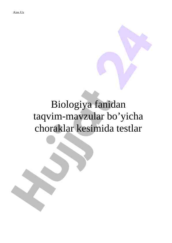 Biologiya fanidan testlar bilan o‘zlashtirish