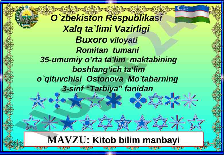 Kitob bilim manbayi dars ishlanmasi