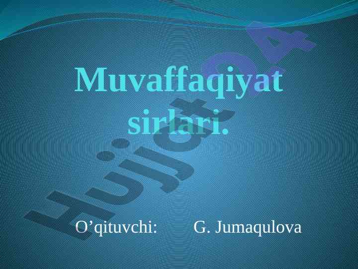 Muvaffaqiyat sirlari haqida o‘quv qo‘llanma