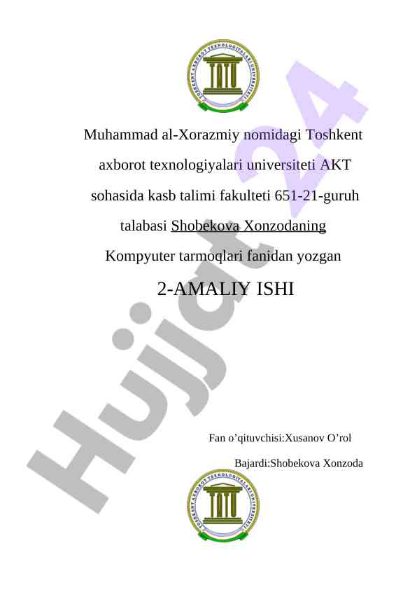Kompyuter tarmoqlari 2-amaliy ishining tahlili
