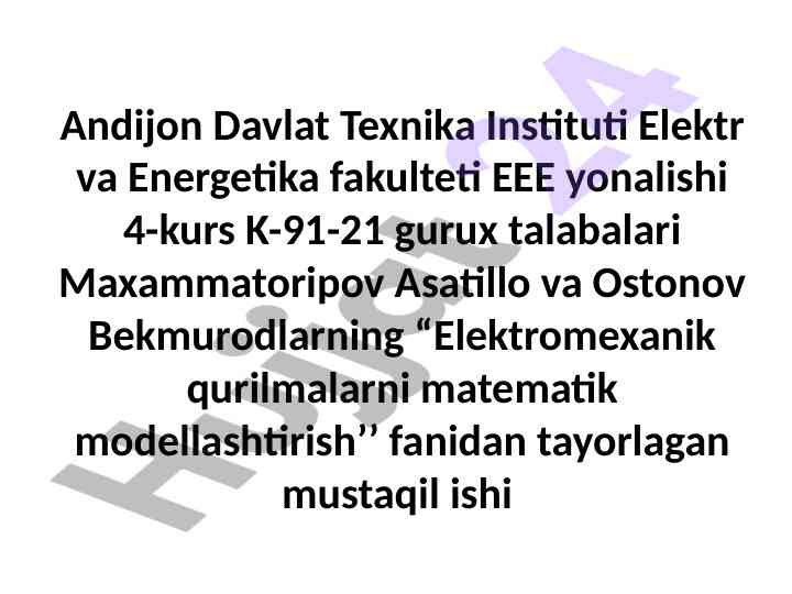 Ozgarmas tok matorining matematik modeli