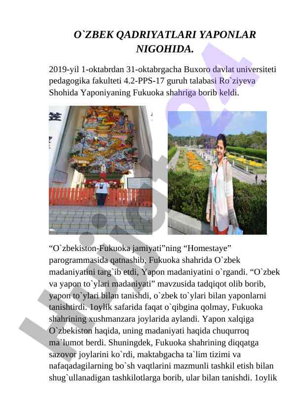 O'zbek qadriyatlari yaponlar nigohida