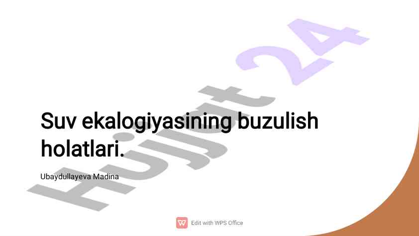 Suv ekologiyasining buzilish holatlari tahlili