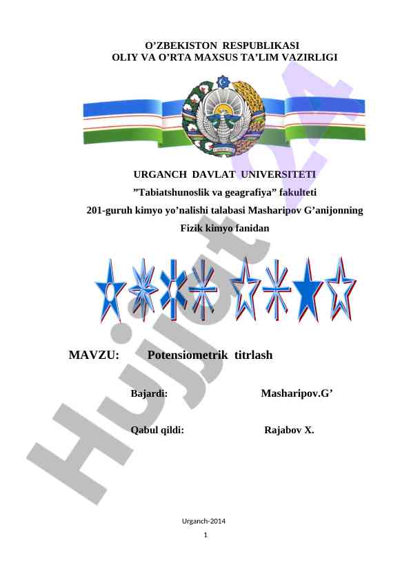 Potensiometrik titrlash metodi haqida ma'lumotlar