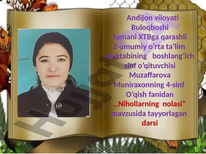 Nihollarning nolasi mavzusidagi dars ishlanmasi