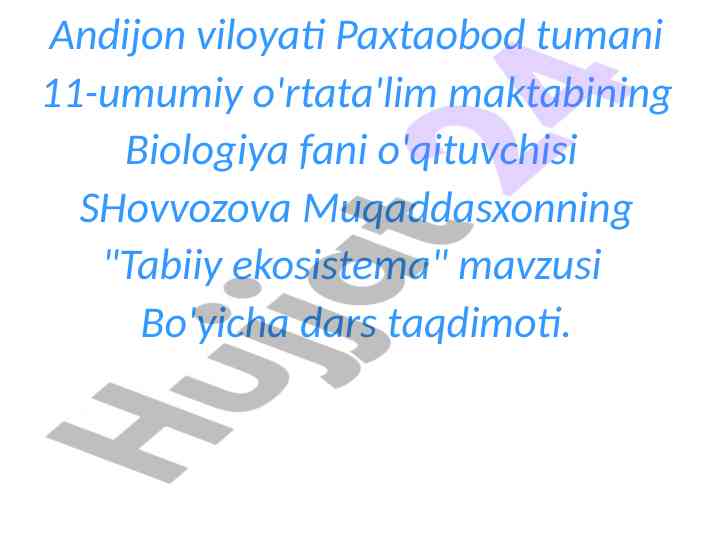 Tabiiy ekosistema mavzusi bo'yicha dars taqdimoti
