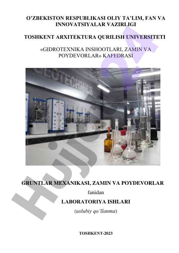 Gruntlar mexanikasi laboratoriya ishlari uslubiy qo‘llanma