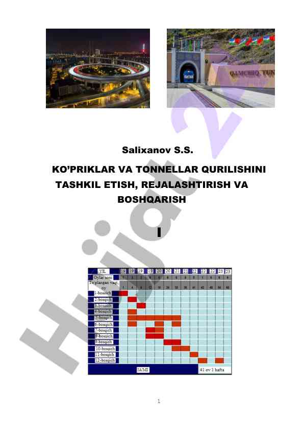 Ko‘priklar va tonnellar qurilishini tashkil etish