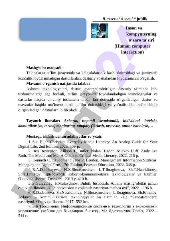 Talabalarga dasturlar va dasturiy vositalarni o‘rganish