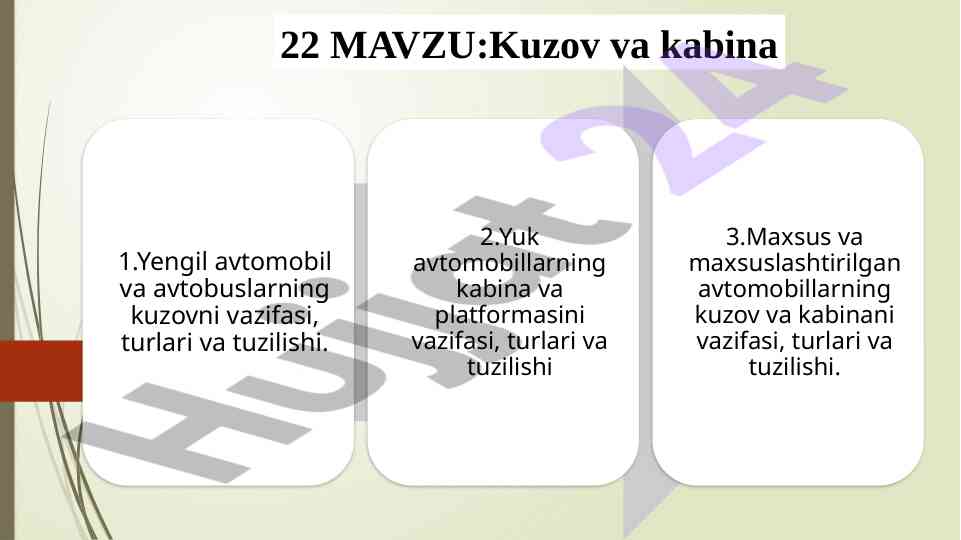 Kuzov turlari va ularning vazifalari