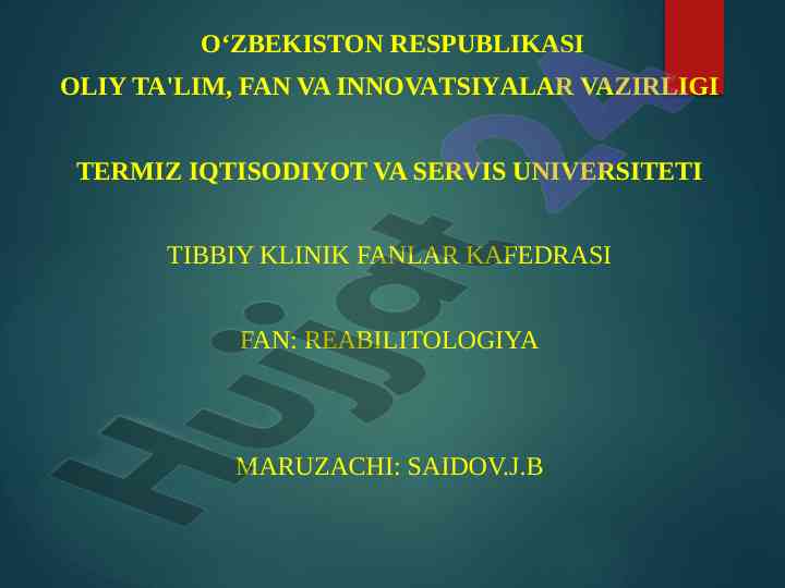 Reabilitologiya tushunchalari va tarixi