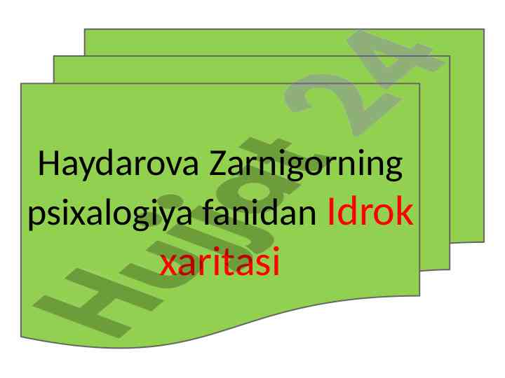 Idrok xaritasining maktabgacha psixofiziologik tahlili