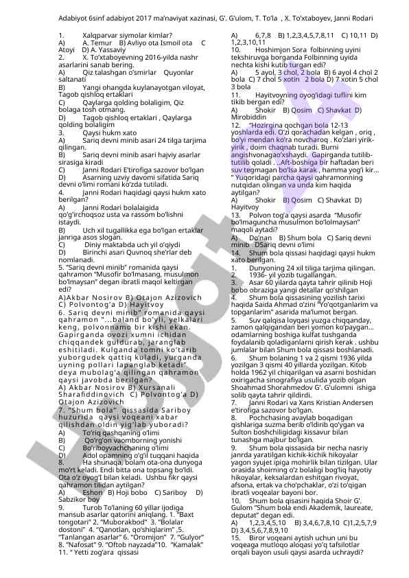 Adabiyot 6-sinf ma’naviyat xazinasi