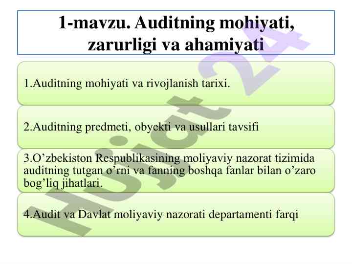Auditning mohiyati va ahamiyati bo'yicha tahlil
