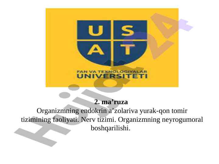 Endokrin tizim va yurak-qon tomir faoliyati