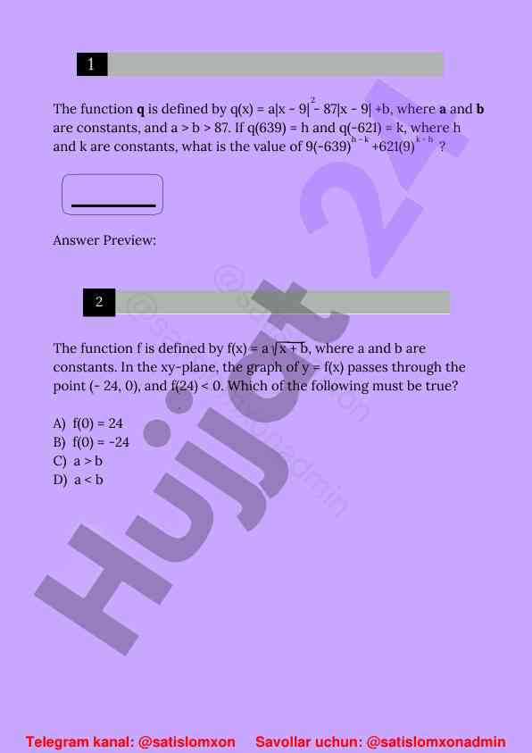 Analyzing functions and quadratic equations