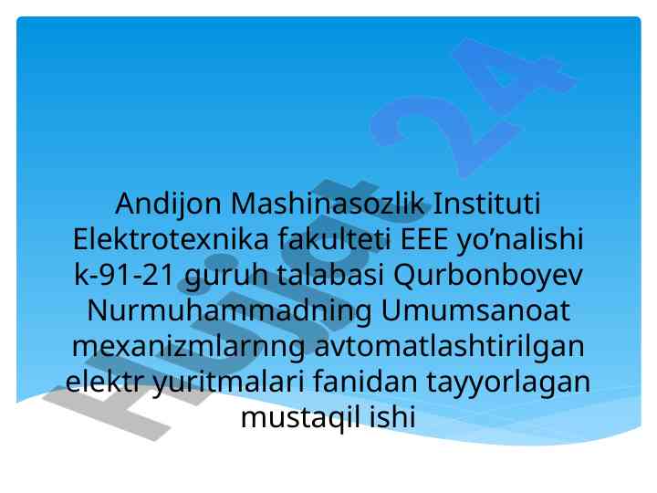 Chastota o'zgartkichli boshqariluvchi elektr yuritmalari