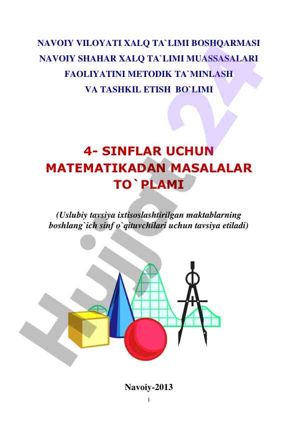 Matematika masalalari to‘plami 4-sinf uchun