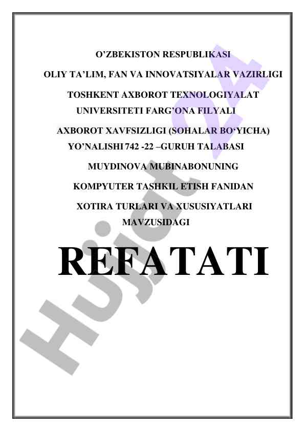 Xotira turlari va xususiyatlari