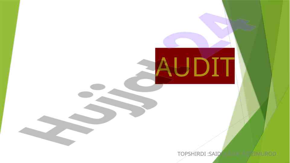 Ichki audit tushunchasi vazirliklarda rivojlantirish
