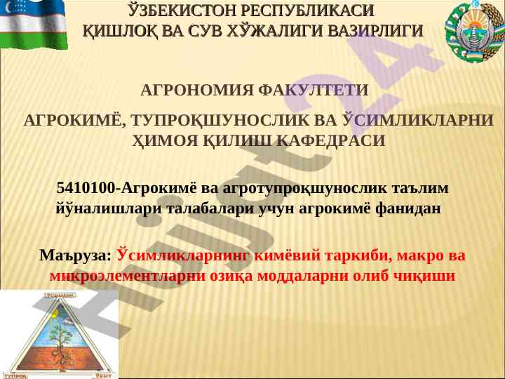 Ўсимликларнинг кимёвий таркиби ўйинлари