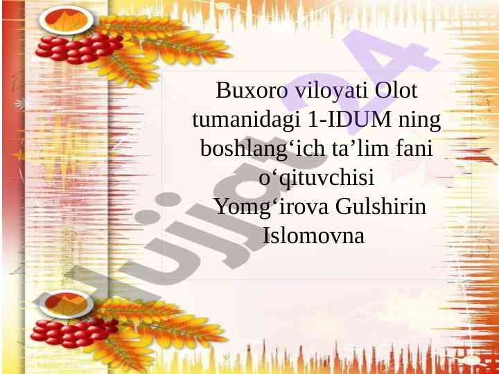 Kuz ko‘rinishlari mavzusi bo‘yicha dars ishlanmasi