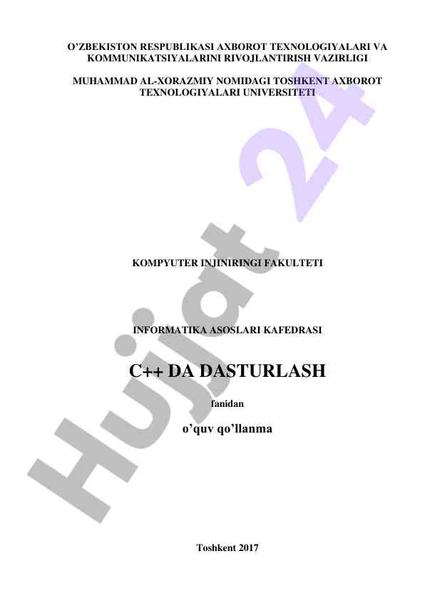 C++ dasturlash o‘quv qo‘llanmasi