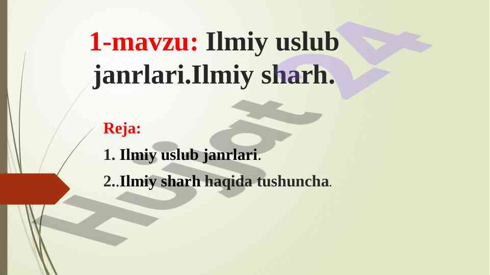 Ilmiy uslub janrlari va sharhlar tahlili