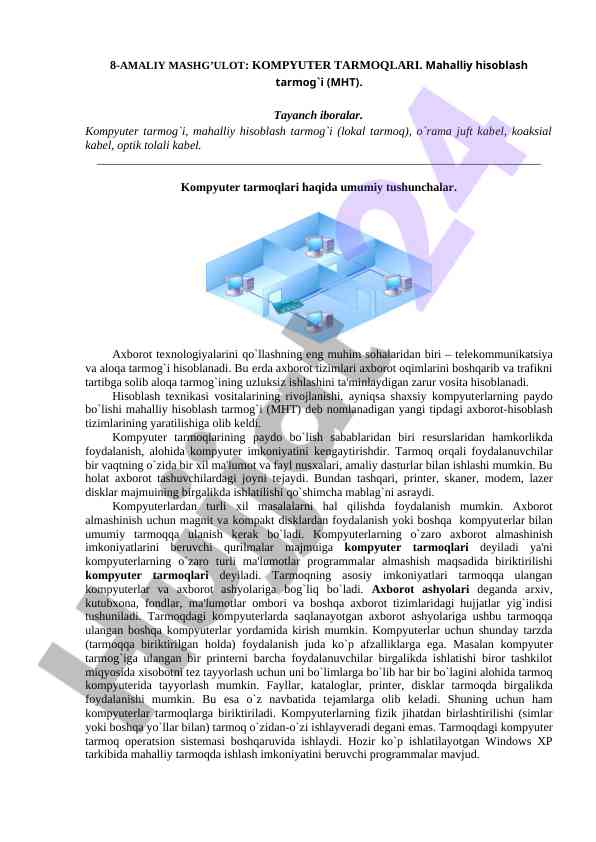 Kompyuter tarmoqlari va mahalliy hisoblash tarmog'i