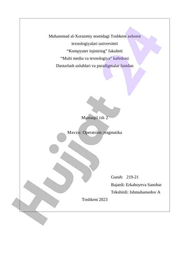 Operatsion pragmatika tizimlar va boshqaruv