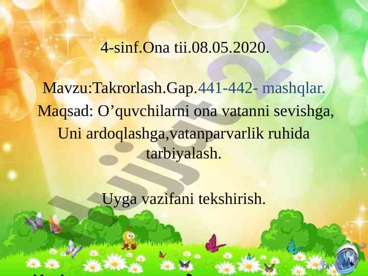 Ona tili takrorlash mashqlari 4-sinf