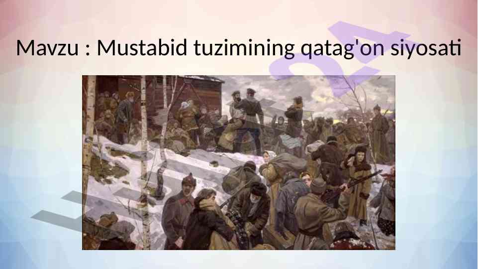 Mustabid tuzimining qatag'on siyosati oqibatlari