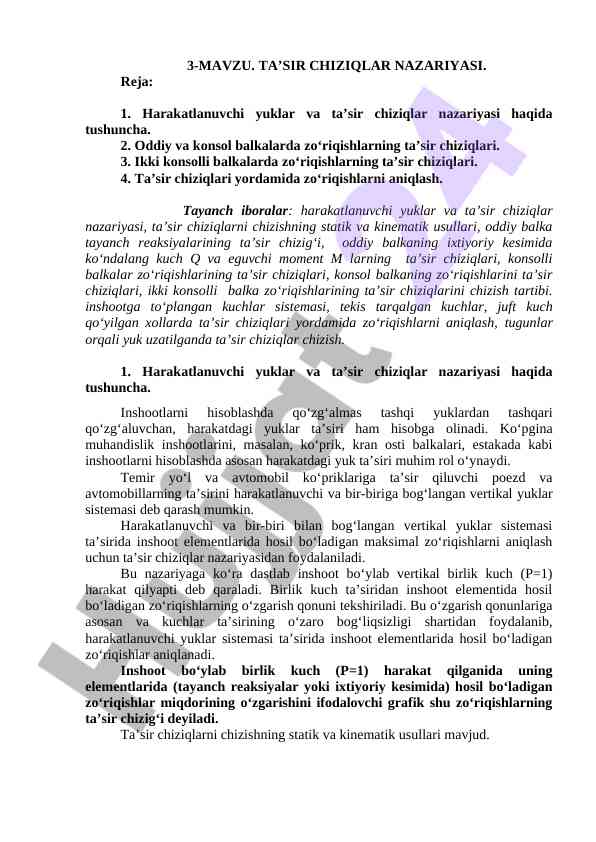 Ta’sir chiziqlar nazariyasi va qo‘llanishi