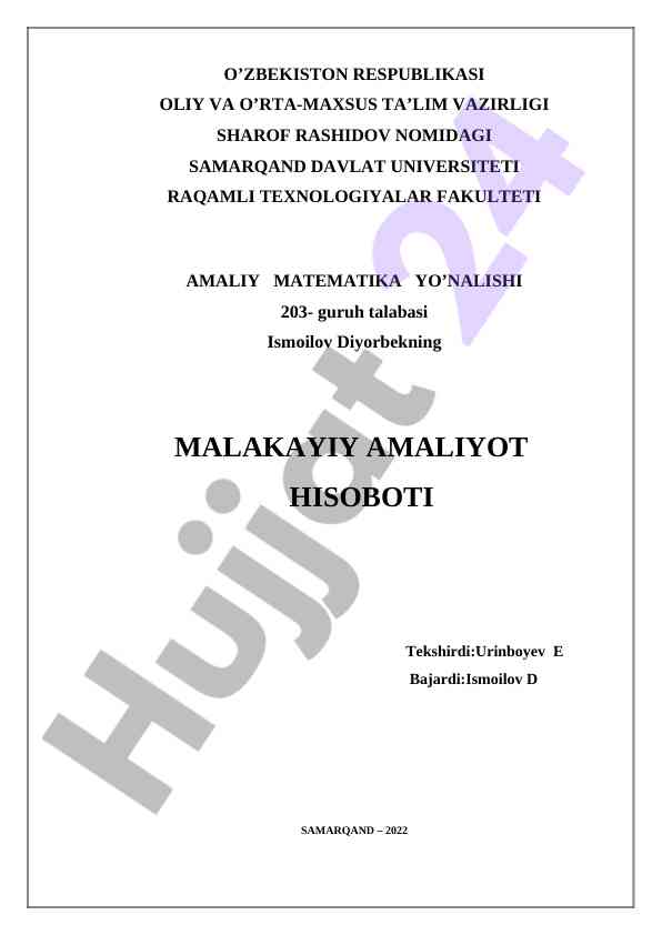 Chiziqli bo’lmagan tenglama vositasida matematik modellar