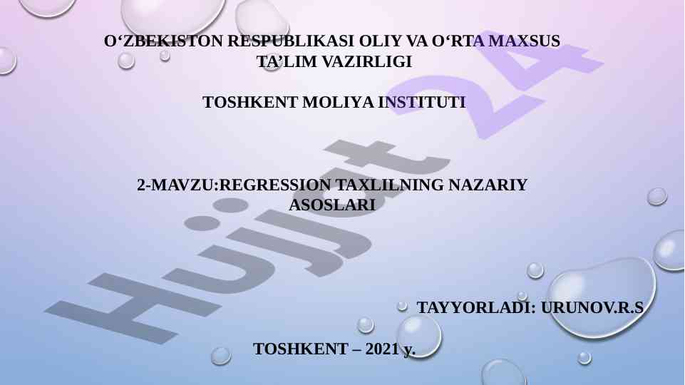 Regressiya taxlilining nazariy asoslari