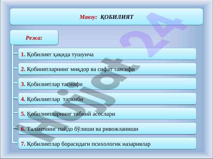 Qobiliyat haqida tushunchalar va tavsiflar