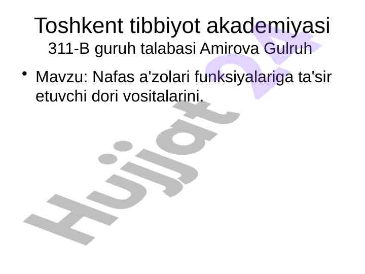 Nafas a'zolari funksiyalariga ta'sir etuvchi dori vositalari