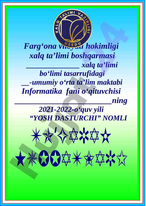 Yosh dasturchi to‘garak a‘zolari haqida ma’lumot