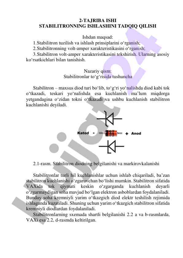 Stabilitron ishlashini tadqiq qilish